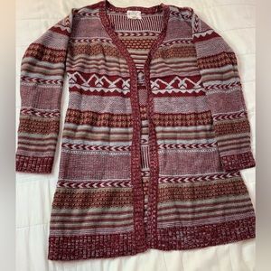 Hippie Rose open cardigan L acrylic maroon/gray colors
